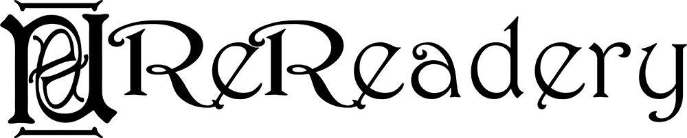 the Rereadery logo: An ambigram of the word 'read'